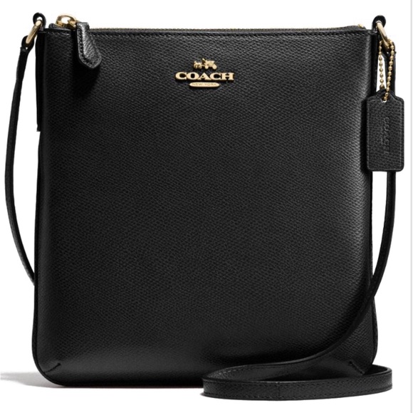 Coach Handbags - Vintage Coach Crossgrain Leather North / South Crossbody Bag Black